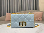 DIOR MEDIUM DIOR CARO BAG BLUE QUILTED MACROCANNAGE CALFSKIN – DOB066
