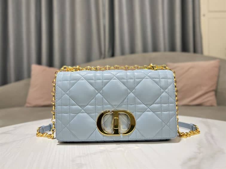 DIOR MEDIUM DIOR CARO BAG BLUE QUILTED MACROCANNAGE CALFSKIN – DOB066