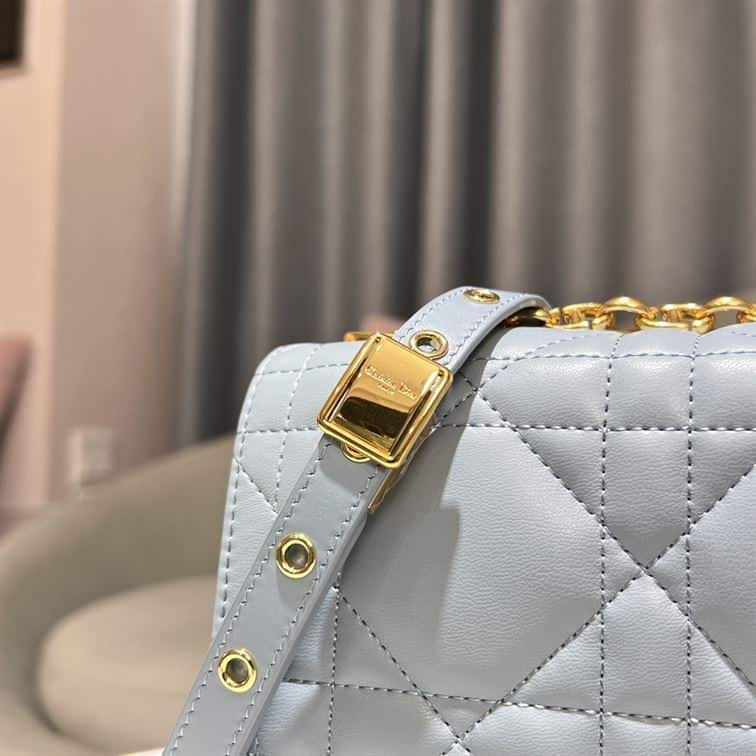 DIOR MEDIUM DIOR CARO BAG BLUE QUILTED MACROCANNAGE CALFSKIN – DOB066