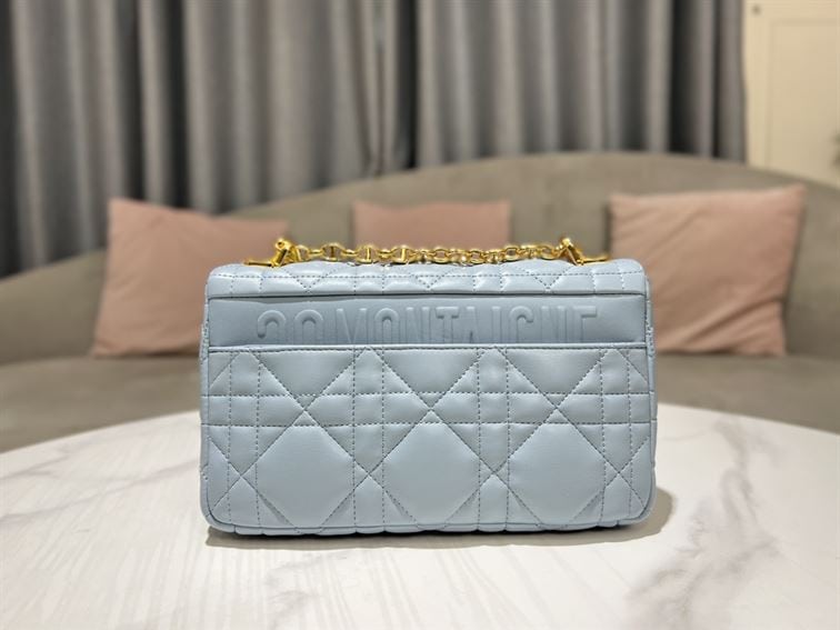 DIOR MEDIUM DIOR CARO BAG BLUE QUILTED MACROCANNAGE CALFSKIN – DOB066