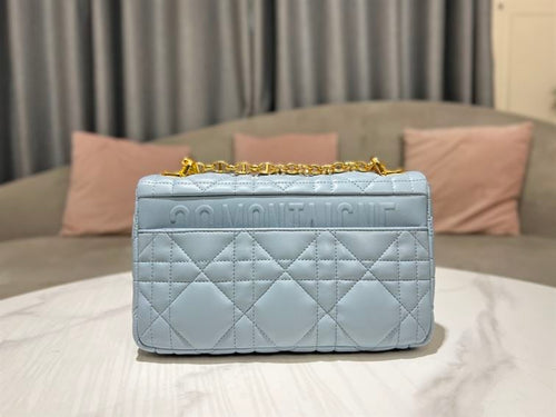DIOR MEDIUM DIOR CARO BAG BLUE QUILTED MACROCANNAGE CALFSKIN – DOB066