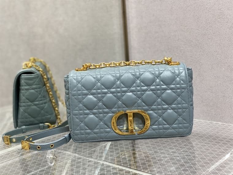 DIOR MEDIUM DIOR CARO BAG BLUE SUPPLE CANNAGE CALFSKIN – DOB108