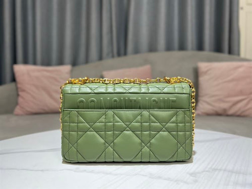 DIOR MEDIUM DIOR CARO BAG GREEN QUILTED MACROCANNAGE CALFSKIN – DOB064