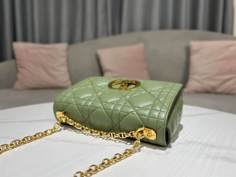 DIOR MEDIUM DIOR CARO BAG GREEN QUILTED MACROCANNAGE CALFSKIN – DOB064