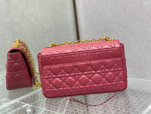 DIOR MEDIUM DIOR CARO BAG PINK SUPPLE CANNAGE CALFSKIN – DOB109
