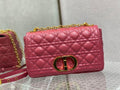 DIOR MEDIUM DIOR CARO BAG PINK SUPPLE CANNAGE CALFSKIN – DOB109