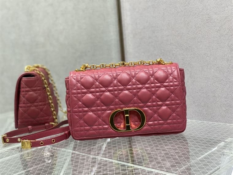 DIOR MEDIUM DIOR CARO BAG PINK SUPPLE CANNAGE CALFSKIN – DOB109