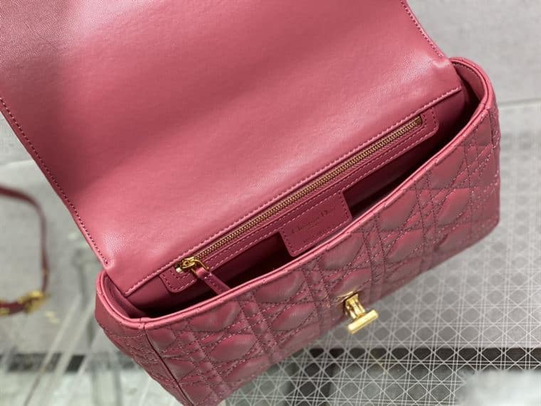 DIOR MEDIUM DIOR CARO BAG PINK SUPPLE CANNAGE CALFSKIN – DOB109