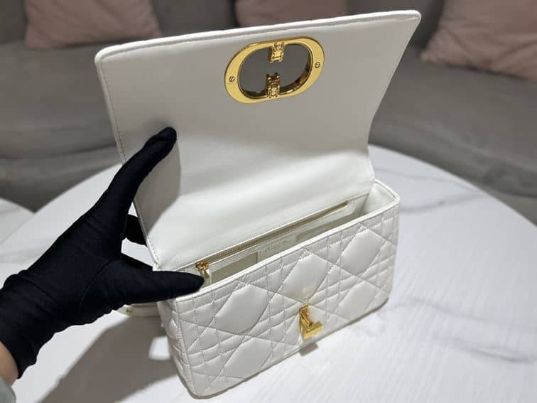 DIOR MEDIUM DIOR CARO BAG WHITE QUILTED MACROCANNAGE CALFSKIN – DOB062