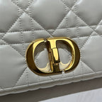 DIOR MEDIUM DIOR CARO BAG WHITE QUILTED MACROCANNAGE CALFSKIN – DOB062