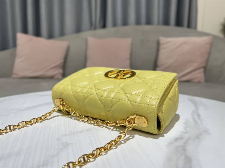 DIOR MEDIUM DIOR CARO BAG YELLOW QUILTED MACROCANNAGE CALFSKIN – DOB067