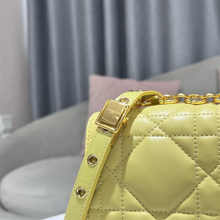 DIOR MEDIUM DIOR CARO BAG YELLOW QUILTED MACROCANNAGE CALFSKIN – DOB067