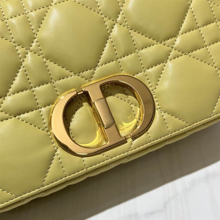 DIOR MEDIUM DIOR CARO BAG YELLOW QUILTED MACROCANNAGE CALFSKIN – DOB067