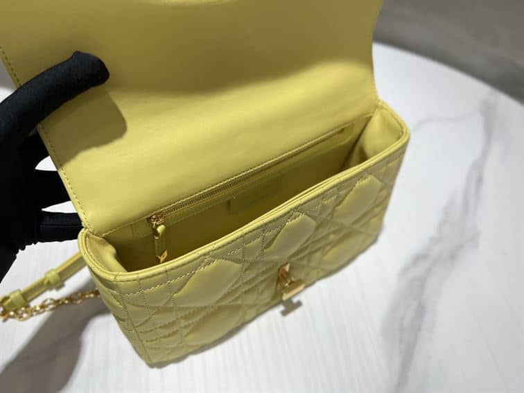 DIOR MEDIUM DIOR CARO BAG YELLOW QUILTED MACROCANNAGE CALFSKIN – DOB067