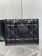 DIOR MEDIUM DIOR ESSENTIAL TOTE BAG BLACK ARCHICANNAGE CALFSKIN – DOB068