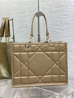DIOR MEDIUM DIOR ESSENTIAL TOTE BAG BROWN ARCHICANNAGE CALFSKIN – DOB070