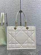 DIOR MEDIUM DIOR ESSENTIAL TOTE BAG WHITE ARCHICANNAGE CALFSKIN – DOB069