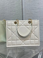 DIOR MEDIUM DIOR ESSENTIAL TOTE BAG WHITE ARCHICANNAGE CALFSKIN – DOB069