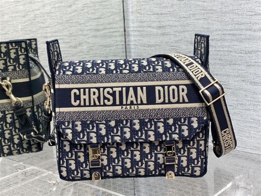 DIOR MEDIUM DIORCAMP BAG BLUE DIOR OBLIQUE EMBROIDERY – DOB077