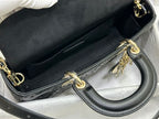 DIOR MEDIUM LADY D-JOY BAG BLACK QUILTED EFFECT LAMBSKIN WITH ORNAMENTAL MOTIF – DOB059