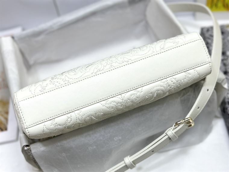 DIOR MEDIUM LADY D-JOY BAG LATTE QUILTED EFFECT LAMBSKIN WITH ORNAMENTAL MOTIF – DOB060
