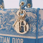 DIOR MEDIUM LADY D-LITE BAG CORNFLOWER BLUE TOILE DE JOUY EMBROIDERY – DOB009