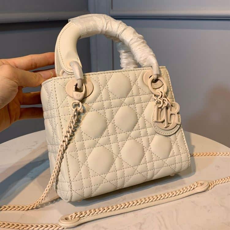 DIOR MINI LADY DIOR BAG LATTE ULTRAMATTE CANNAGE CALFSKIN – DOB040