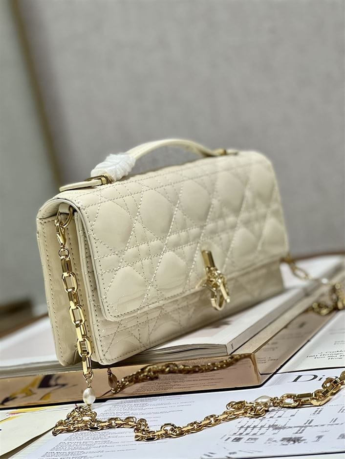 DIOR MISS DIOR MINI BAG BEIGE CANNAGE LAMBSKIN – DOB054