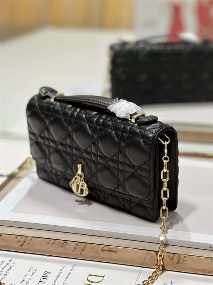DIOR MISS DIOR MINI BAG BLACK CANNAGE LAMBSKIN – DOB053
