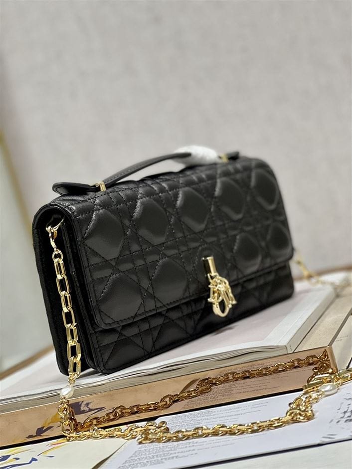 DIOR MISS DIOR MINI BAG BLACK CANNAGE LAMBSKIN – DOB053
