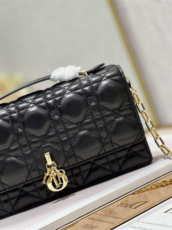 DIOR MISS DIOR MINI BAG BLACK CANNAGE LAMBSKIN – DOB053