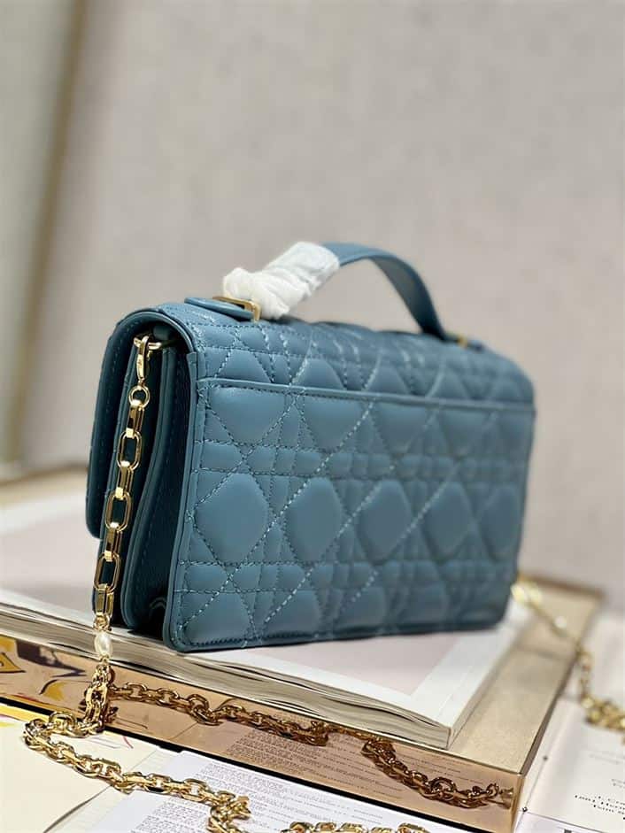 DIOR MISS DIOR MINI BAG BLUE CANNAGE LAMBSKIN – DOB051
