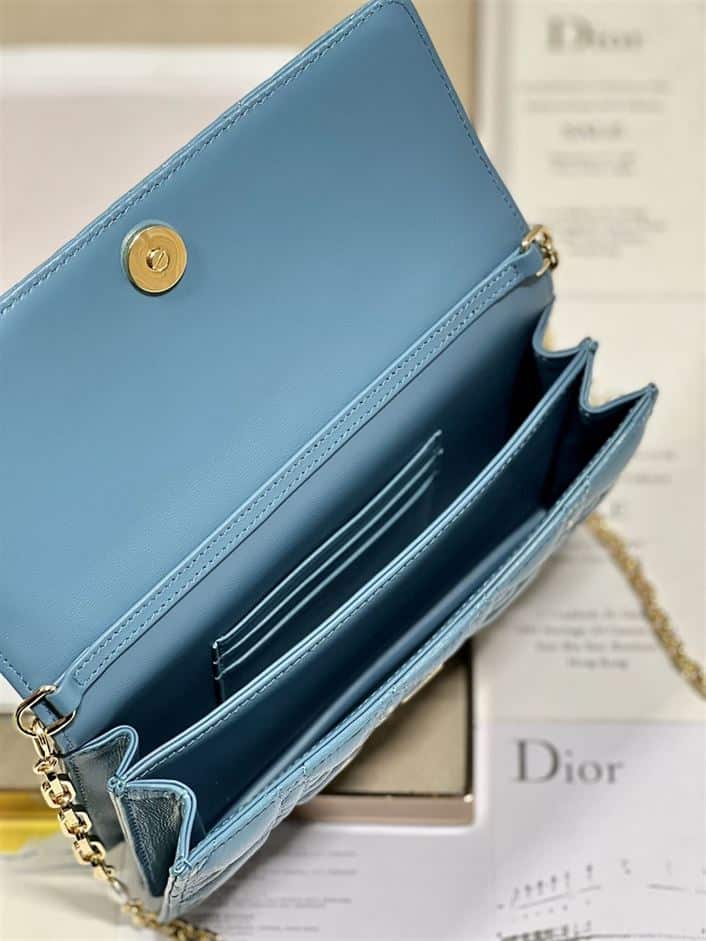 DIOR MISS DIOR MINI BAG BLUE CANNAGE LAMBSKIN – DOB051