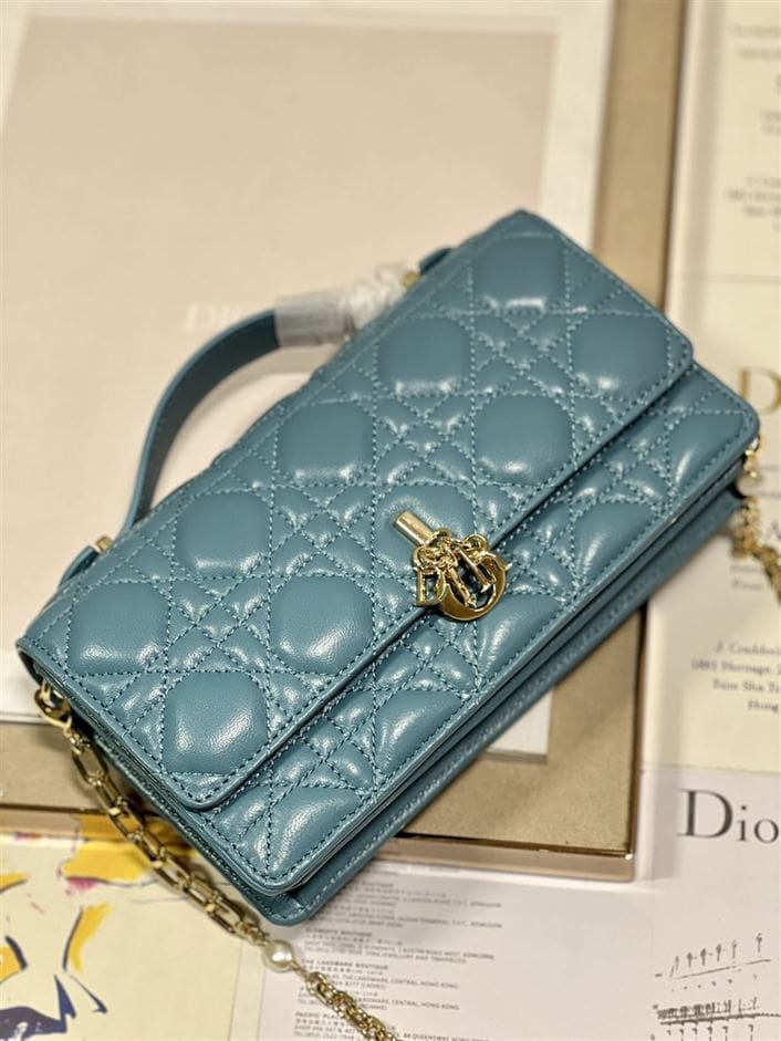 DIOR MISS DIOR MINI BAG BLUE CANNAGE LAMBSKIN – DOB051