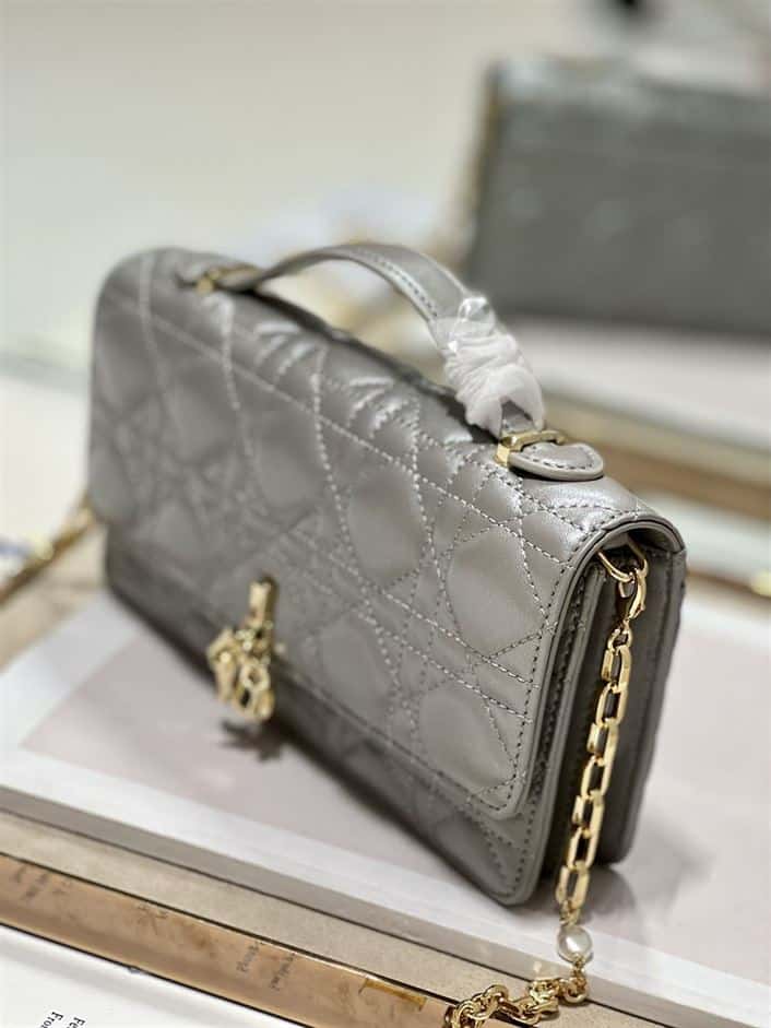 DIOR MISS DIOR MINI BAG GREY CANNAGE LAMBSKIN – DOB058