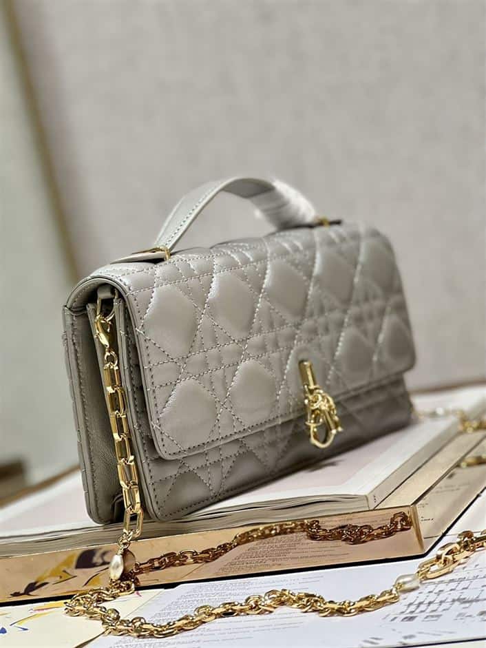 DIOR MISS DIOR MINI BAG GREY CANNAGE LAMBSKIN – DOB058
