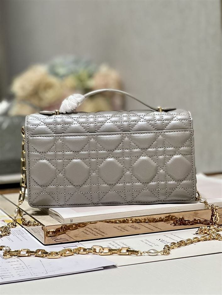 DIOR MISS DIOR MINI BAG GREY CANNAGE LAMBSKIN – DOB058