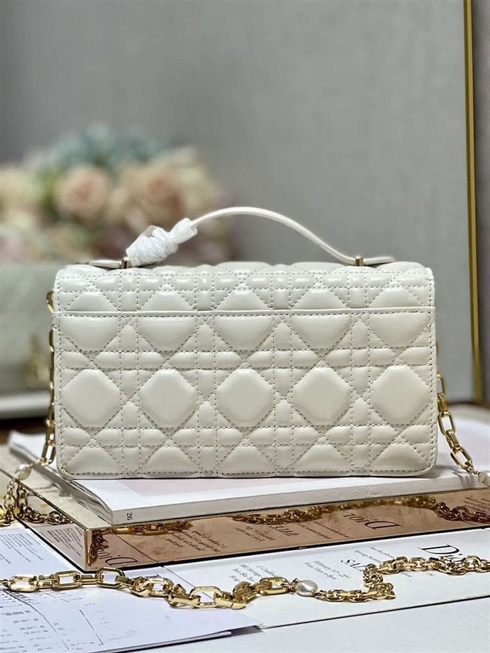DIOR MISS DIOR MINI BAG LATTE CANNAGE LAMBSKIN – DOB057