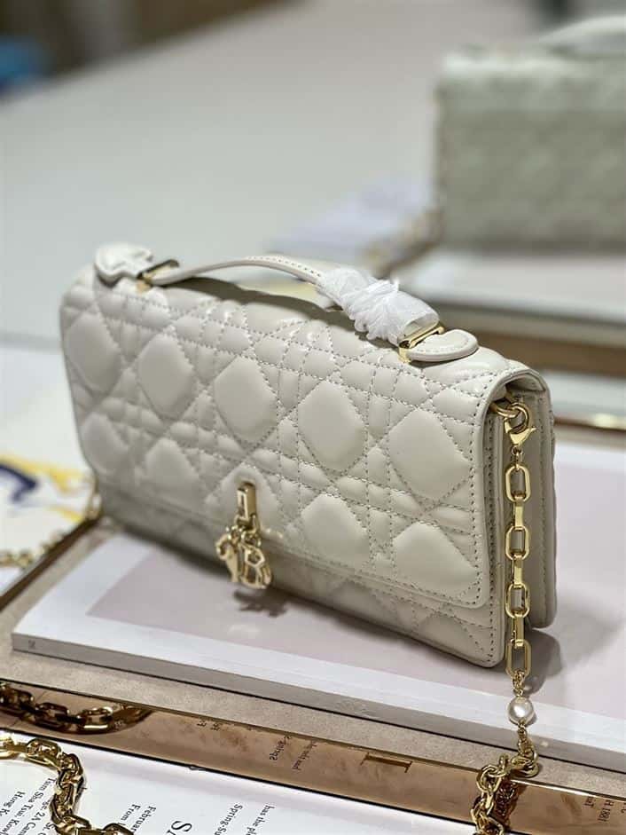 DIOR MISS DIOR MINI BAG LATTE CANNAGE LAMBSKIN – DOB057