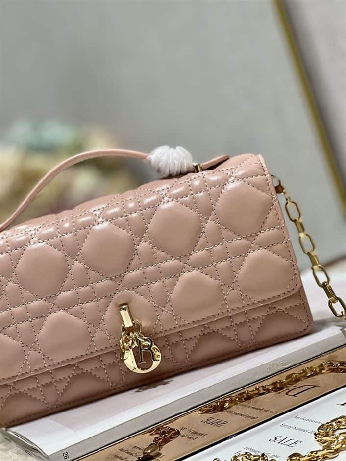 DIOR MISS DIOR MINI BAG ROSE DES VENTS CANNAGE LAMBSKIN – DOB050