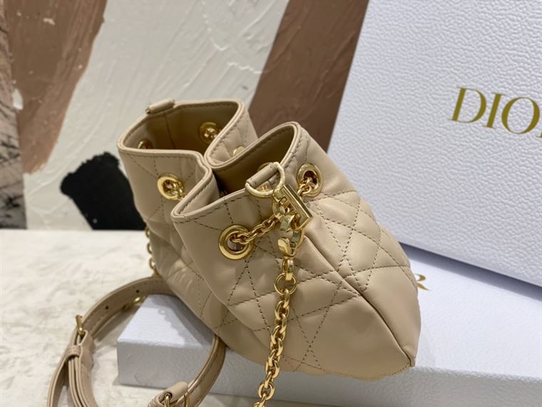 DIOR SMALL DIOR AMMI BAG BEIGE SUPPLE MACROCANNAGE LAMBSKIN – DOB048