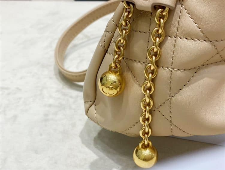 DIOR SMALL DIOR AMMI BAG BEIGE SUPPLE MACROCANNAGE LAMBSKIN – DOB048