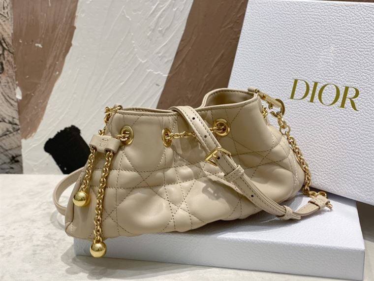 DIOR SMALL DIOR AMMI BAG BEIGE SUPPLE MACROCANNAGE LAMBSKIN – DOB048