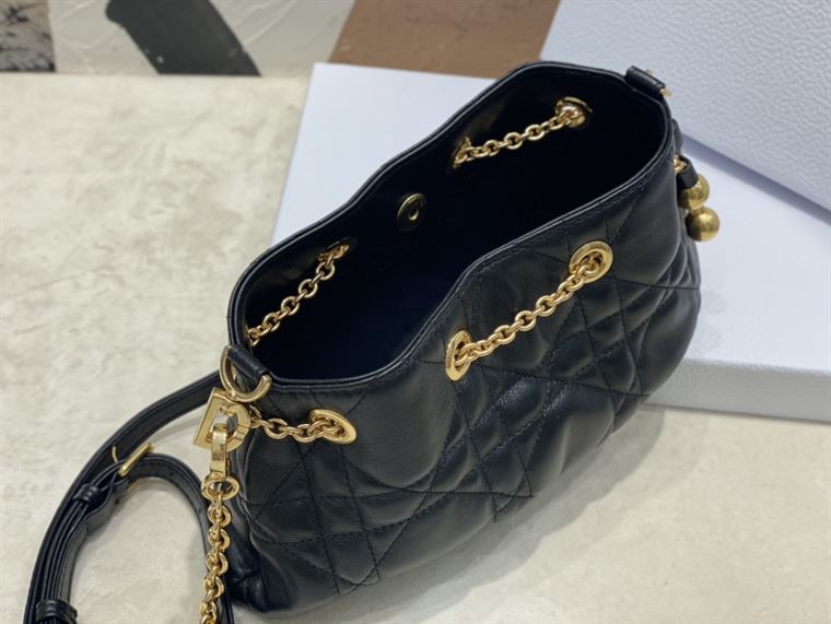 DIOR SMALL DIOR AMMI BAG BLACK SUPPLE MACROCANNAGE LAMBSKIN – DOB046