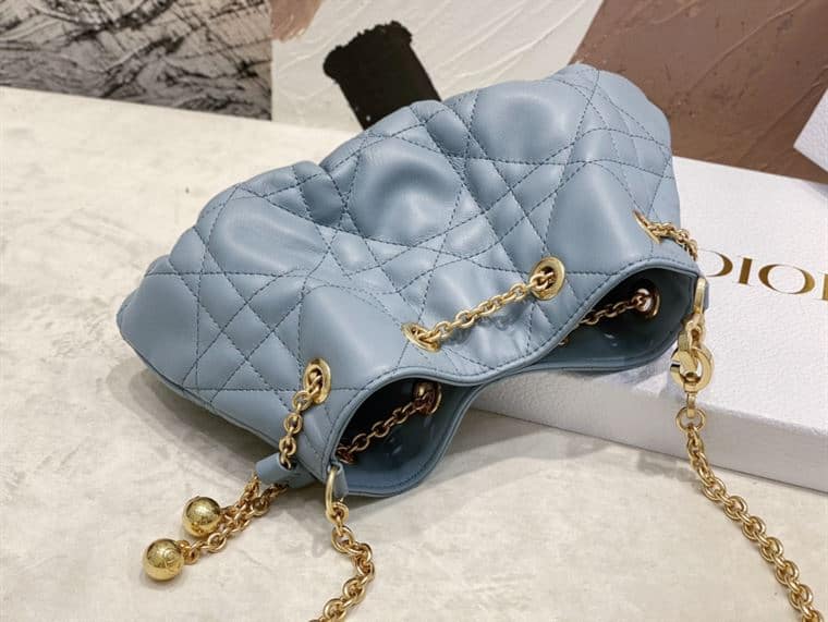 DIOR SMALL DIOR AMMI BAG BLUE SUPPLE MACROCANNAGE LAMBSKIN – DOB047