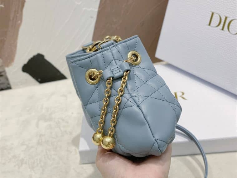 DIOR SMALL DIOR AMMI BAG BLUE SUPPLE MACROCANNAGE LAMBSKIN – DOB047