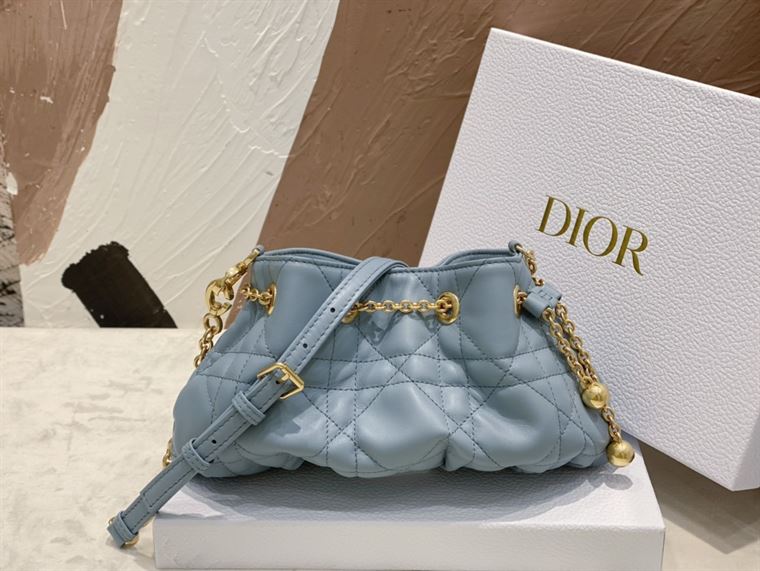 DIOR SMALL DIOR AMMI BAG BLUE SUPPLE MACROCANNAGE LAMBSKIN – DOB047