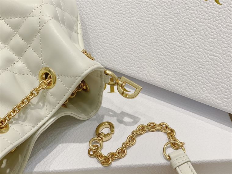 DIOR SMALL DIOR AMMI BAG WHITE SUPPLE MACROCANNAGE LAMBSKIN – DOB049