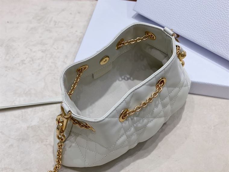 DIOR SMALL DIOR AMMI BAG WHITE SUPPLE MACROCANNAGE LAMBSKIN – DOB049
