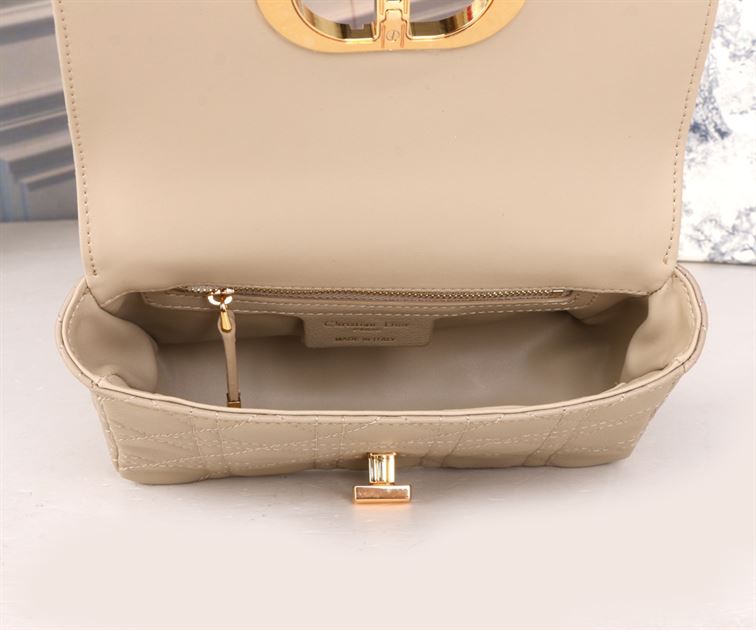 DIOR SMALL DIOR CARO BAG BEIGE SUPPLE CANNAGE CALFSKIN – DOB120
